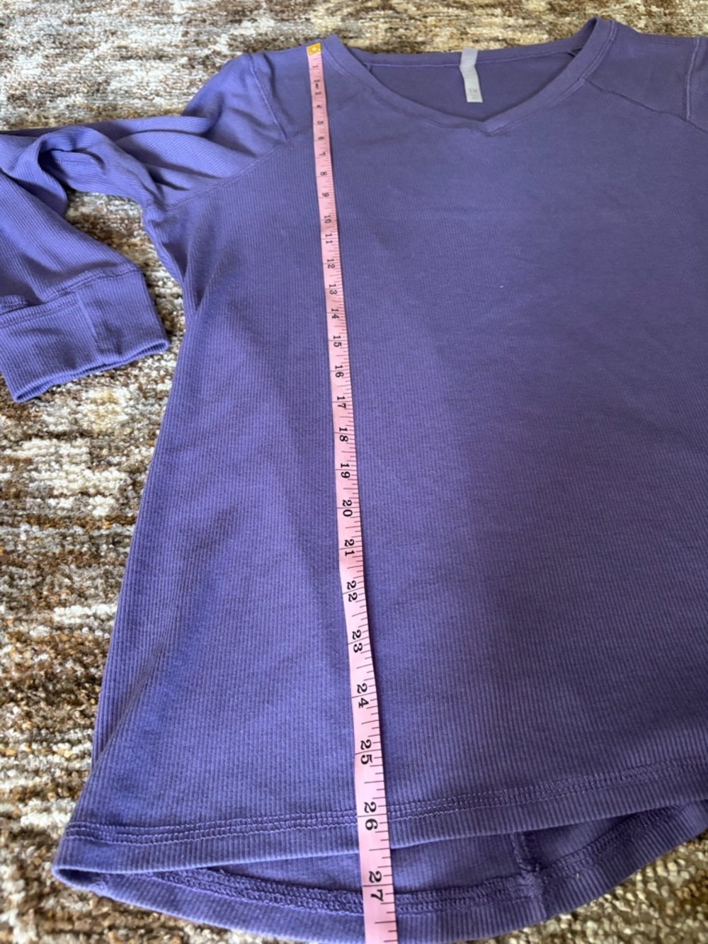 Cozy Women's purple Long-Sleeve V-Neck Ribbed Tee size 1 X - Picture 4 of 5